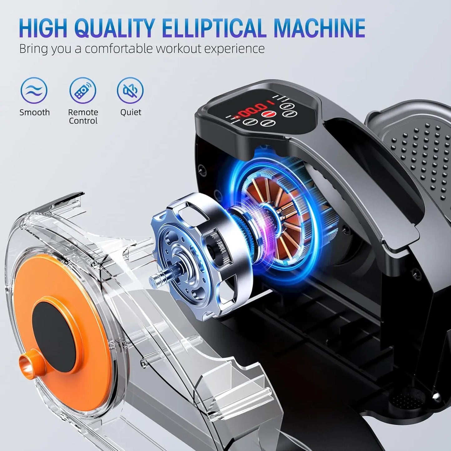 Under Desk Elliptical Machine Ellipse Leg Exerciser for Seniors/Fully Assembled Quiet & Portable Electric Seated Pedal