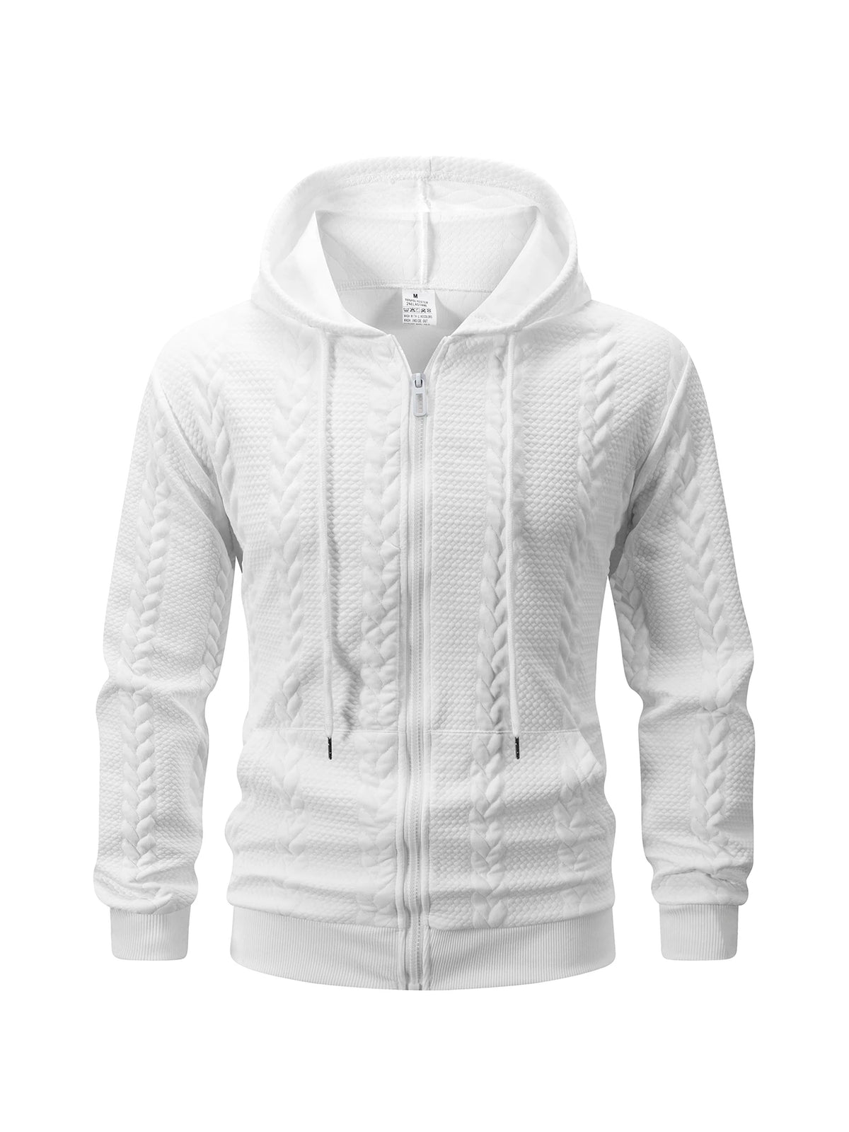 Men's Textured Zip Hooded Sweatshirt Full Zipper Jacket/Kangaroo Pocket Ribbed Cuffs Warm Casual Street Outerwear