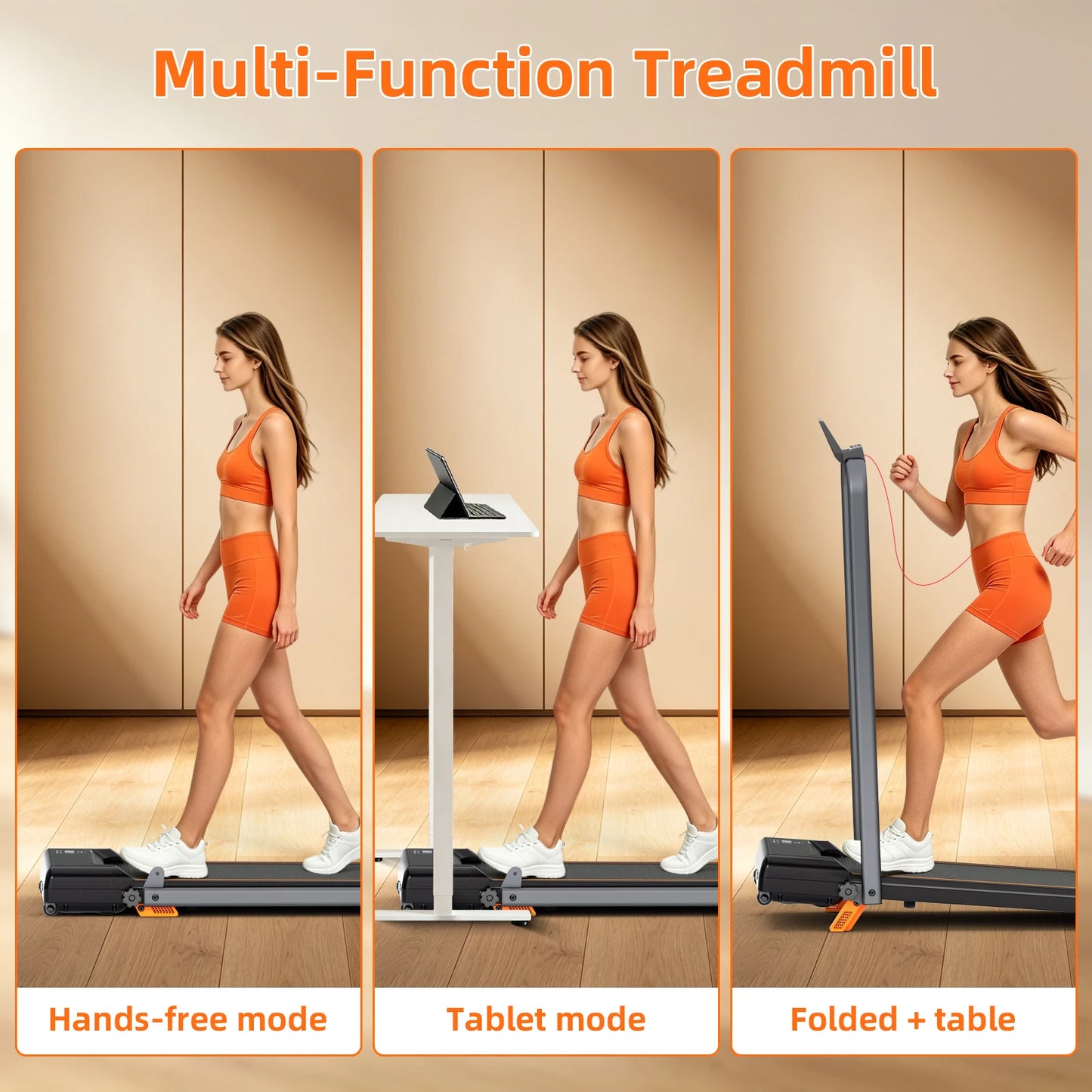 3.0HP Folding Treadmill with 12% Adjustable Incline, 14.9" x 36.4" Wide/7‑Layer Shock‑Absorbing Running Belt, 0.6‑8MPH Quiet Treadmill