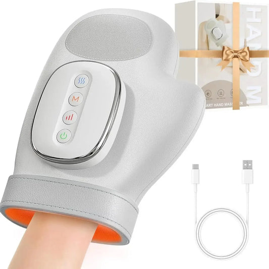 Hand Massager with Heat and Airbag Compression Carpal Tunnel/Wrist Finger Kneading Massage Device Electric Vibration Gloves