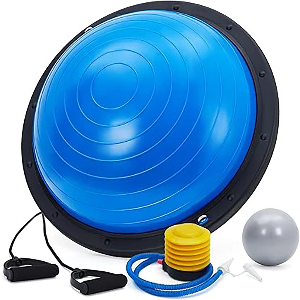 Half Exercise Ball,60Cm Balance Ball Trainer with Non-Slip Base 2 Bands/Pump & Extra Balls For Yoga Workouts Pilates Fitness