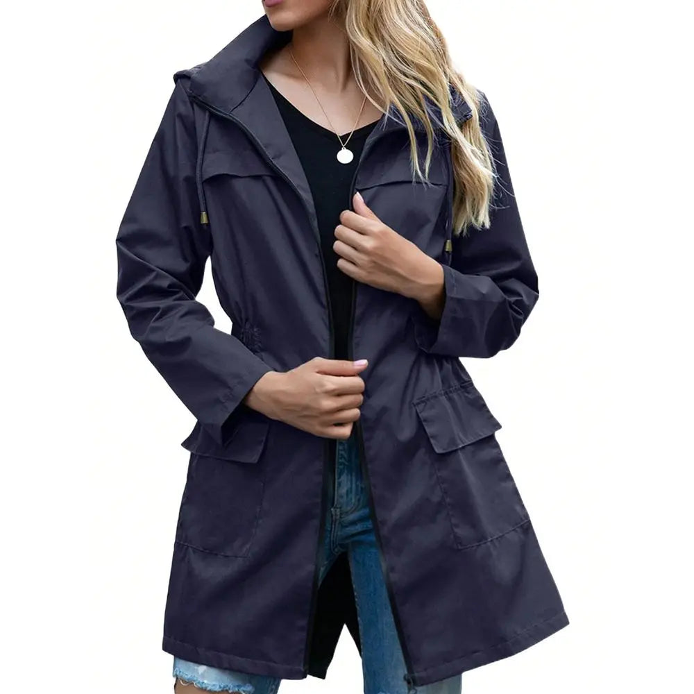 Light Rain Jacket Waterproof Active Outdoor Trench Raincoat/With Hood Ladies Lightweight Windproof Windbreaker