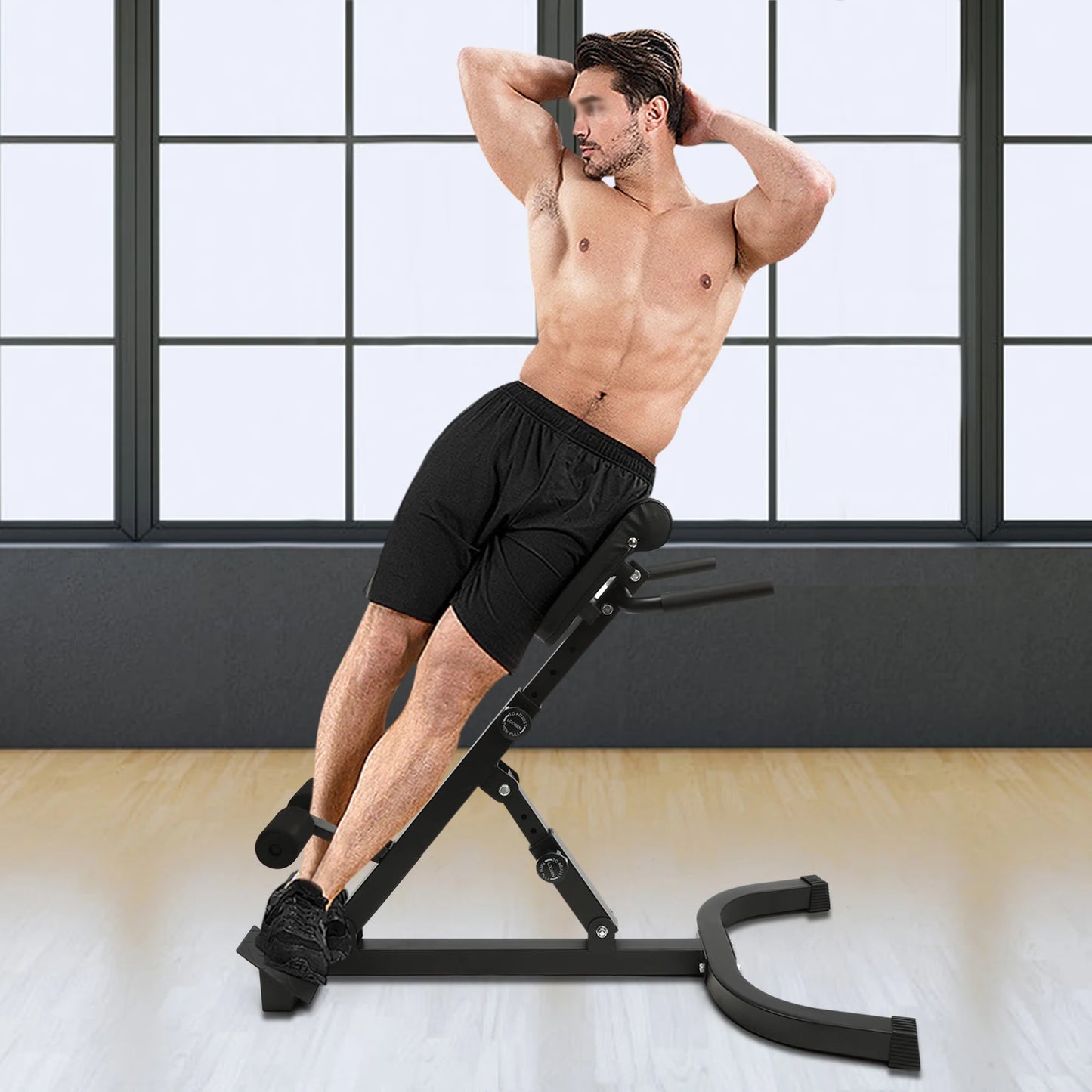 103*70*113 cm/ 40.55*27.55*44.48 in Black Home Fitness Workout/Roman Chair Hyperextension Back Extension Bench Adjustable