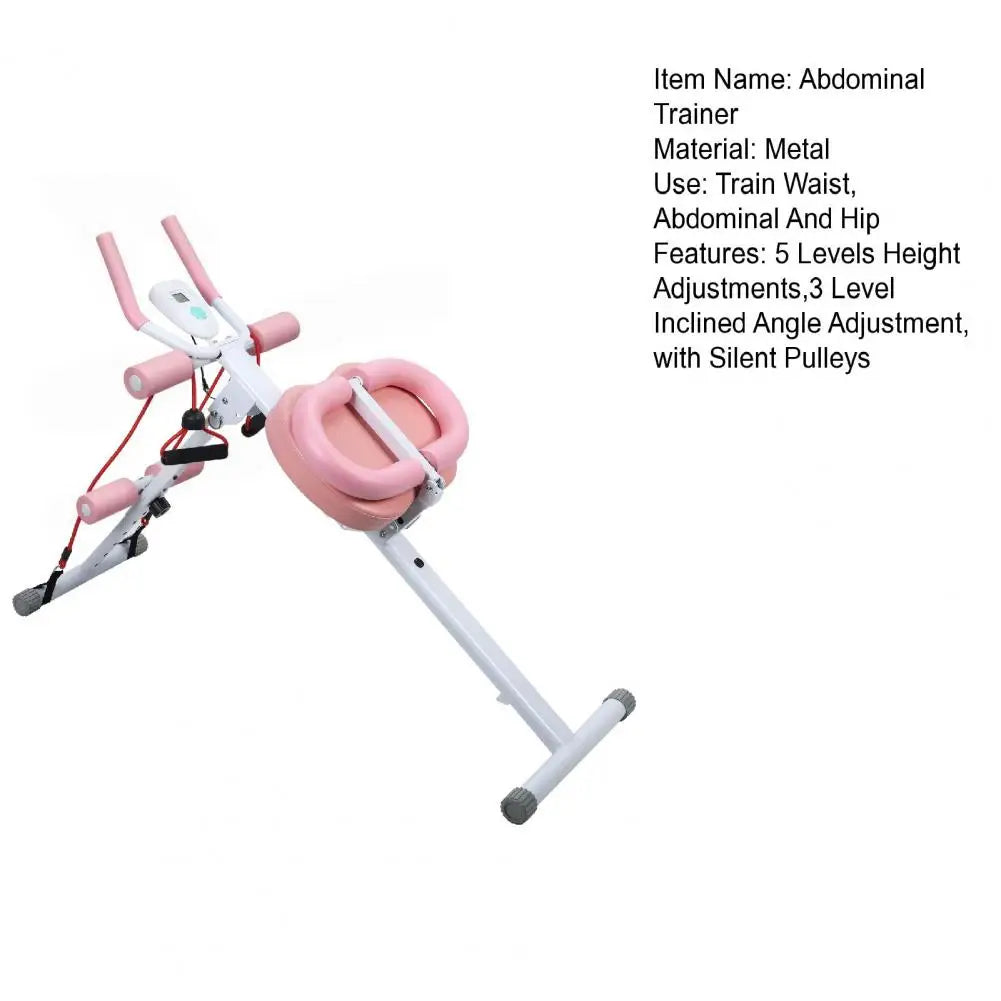 Height Adjustments Abdominal Trainer Ab Machine with LCD Display Screen/Foam Handle Full Body Workout Abdominal Exercise Machine