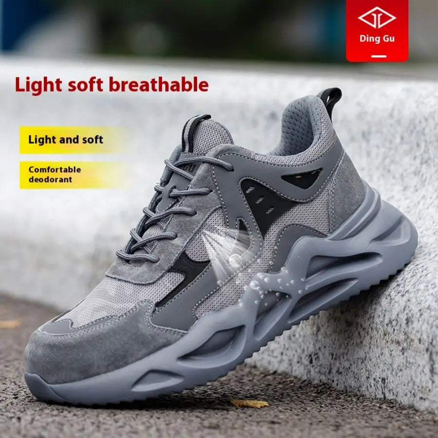 Men's Comfortable Soft-Soled Smash/and Puncture Resistant Work Shoes