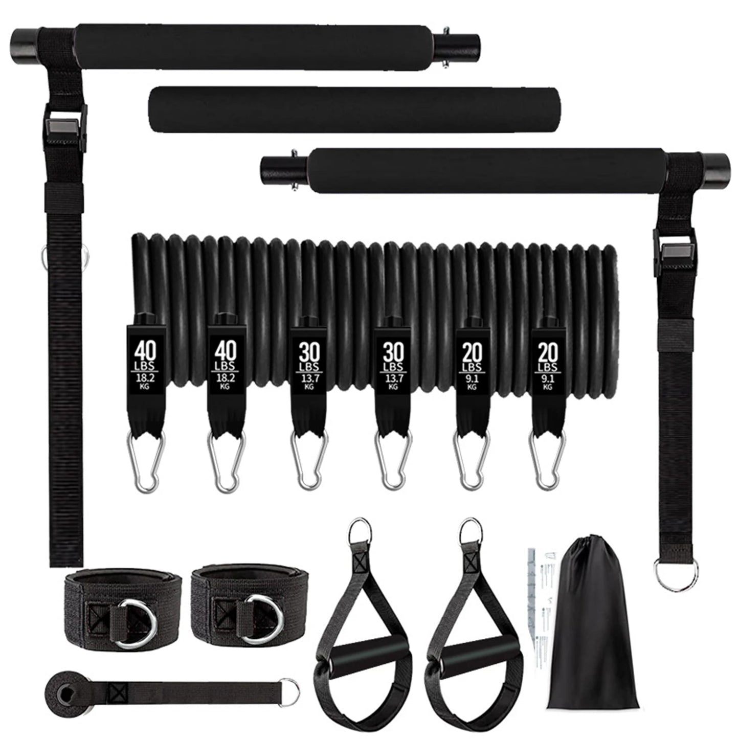 11pcs Portable Pilates Bar Exercise Kit Home Gym Pilates/Resistance Bar Kit for Home Workouts for All Fitness Levels