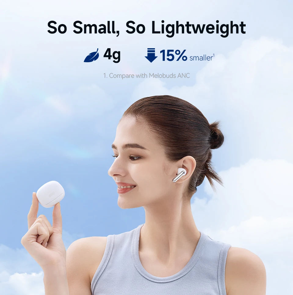 QCY Melobuds N50 ANC Bluetooth 5.4 Wireless Earphones Active Noise Cancellation/6 Mics Clear Call Earbuds Multipoint Connection