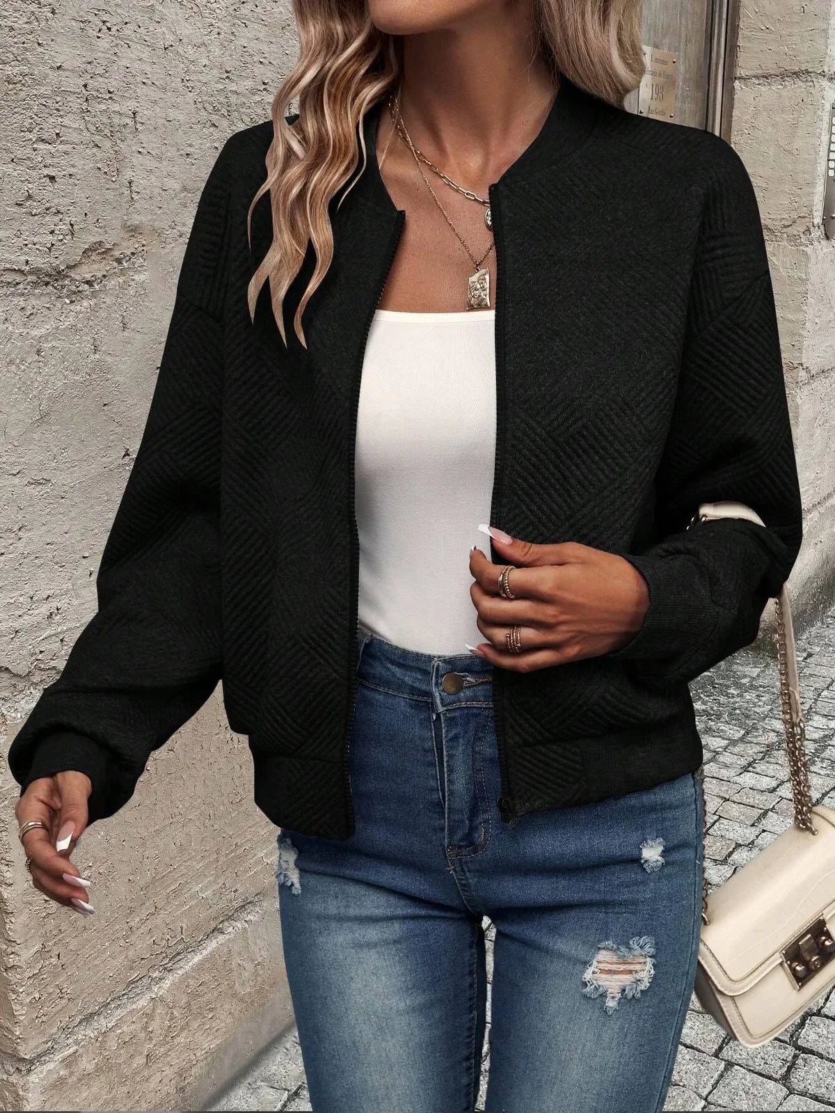 Autumn and Winter New Solid Color Zipper Jacket/with Collar Casual Coat for Women