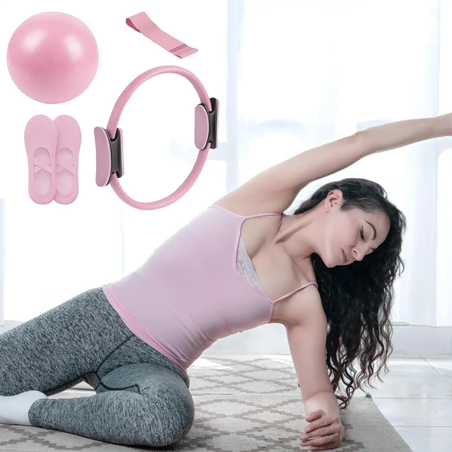 NEW Pilates Ball And Ring Set Pilates Fitness Ring Resistance Band/Exercise Workout Fitness Equipment For Pregnancy