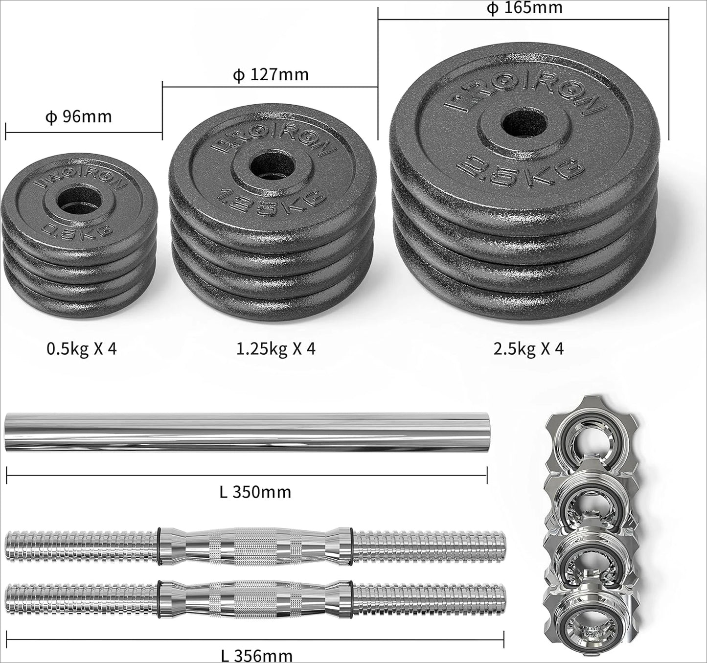 Cast Iron Adjustable Dumbbell Set Hand Weight 44Lbs,Solid Dumbbell Handles/Changed into Barbell Handily Gym Exercise Equipment