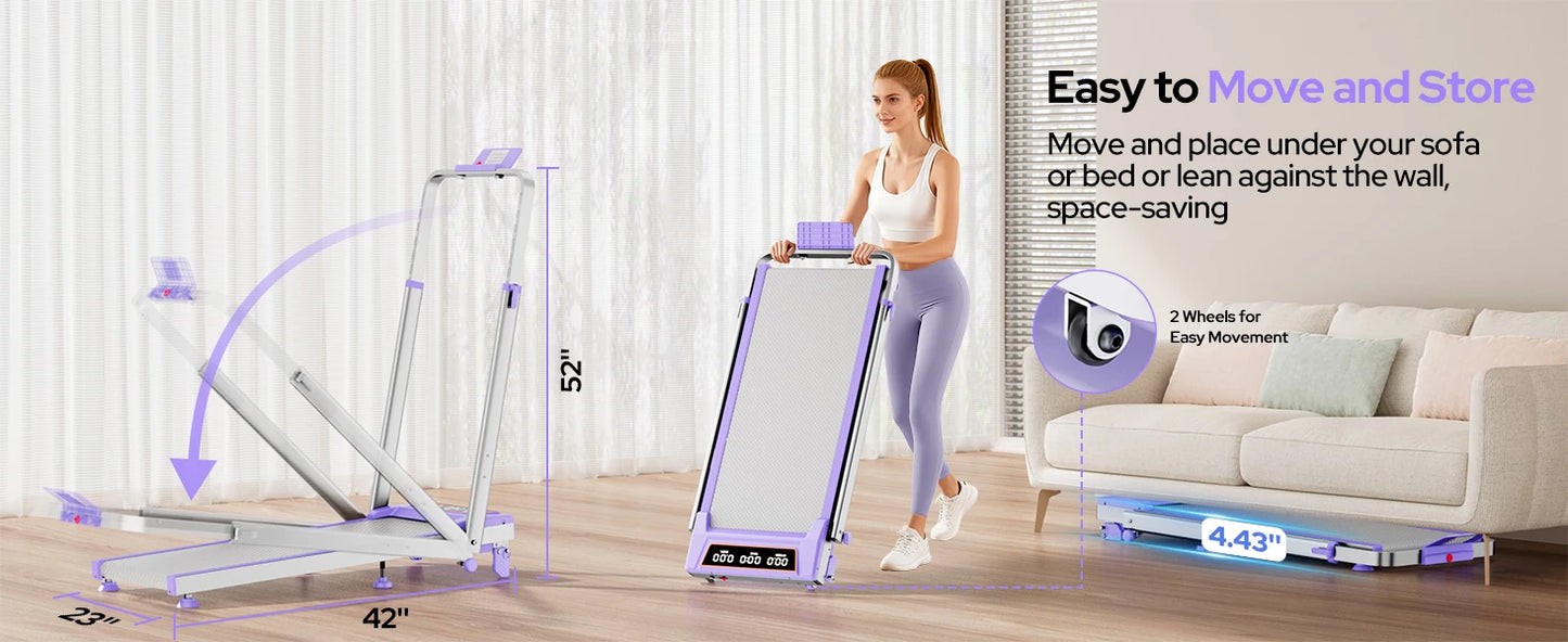Walking Pad Treadmill with 15% Incline/Adjustable Height,3.5HP Walking Pad/with Handle Bar Foldable Under Desk Treadmill 350LBS