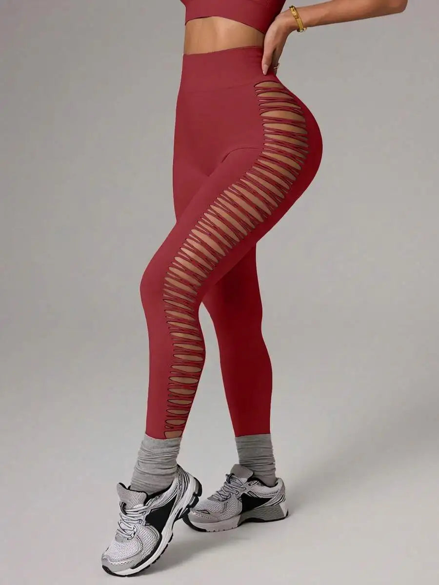 Slayform Slayform Seamless Sports Yoga Capri Leggings/High Waist Tummy Control/Mesh Side Design Fashionable Pants