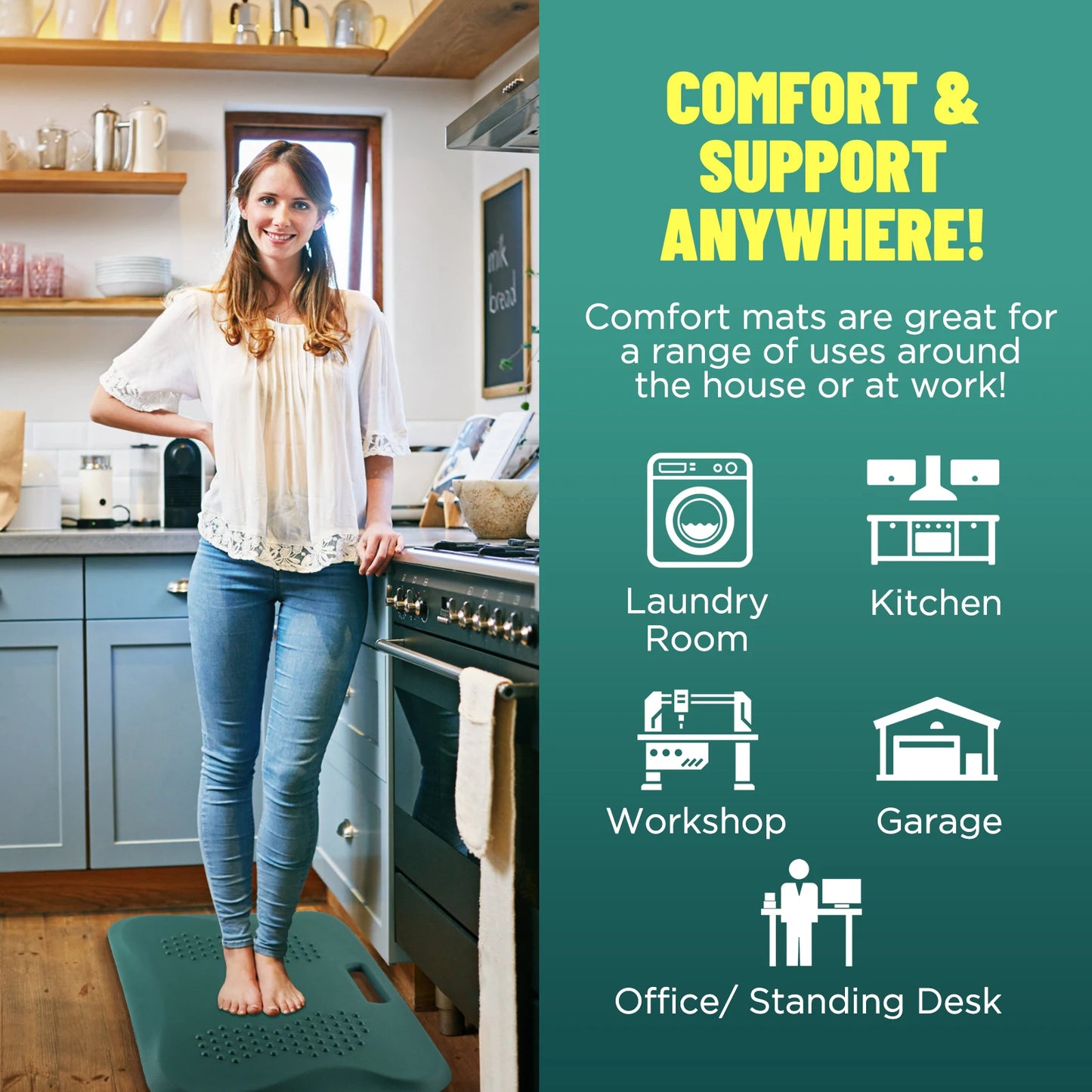 Fitness Yoga Mat Non-Slip Extra Thick Support Gymnastics Mat/Aerobics Pilates Mat Indoor Fitness Equipment