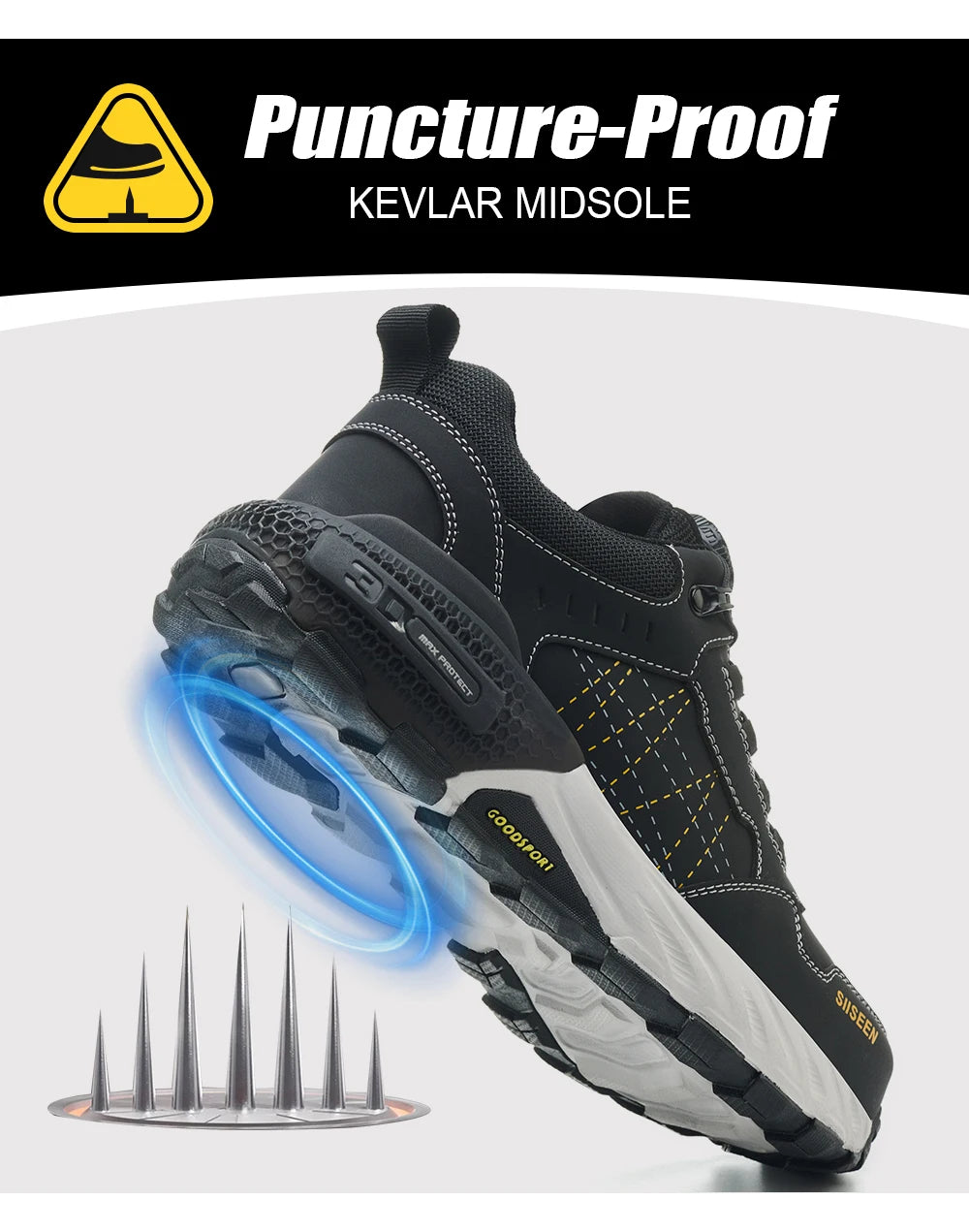 NEW Work Safety Shoes for Men Steel Toe Cap 4.0 KEVLAR Rotating Button/Work Sneakers Anti-smash Puncture-Proof Shoes Work Boots