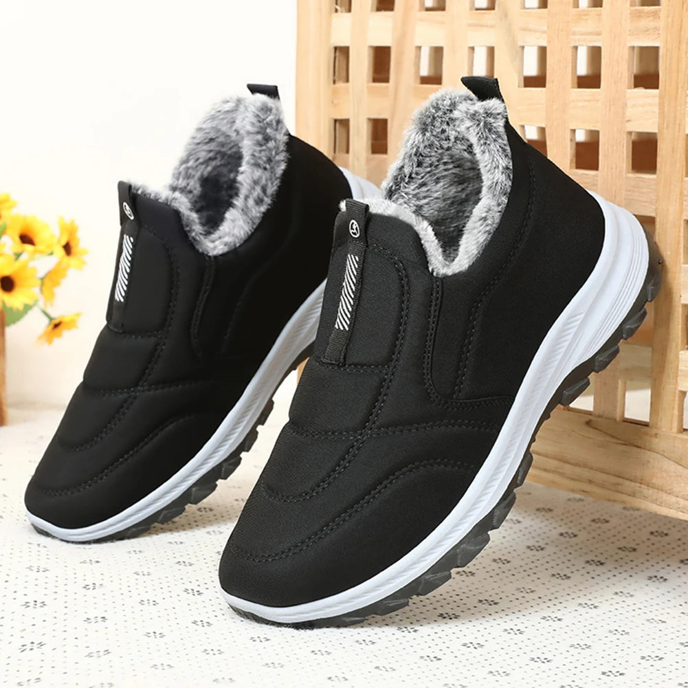 Warm Walking Shoes Lightweight Thermal Ankle Boots/Non-slip Slip On Sneakers Winter Thick Fur Shoes for Travel Hiking