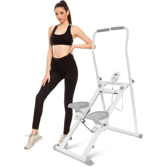 Home Stair Climber Machine, Exercise Stepper for Fitness/Foldable Adjustable Stair Master with 90% Pre-Assembled Vertical Trainer