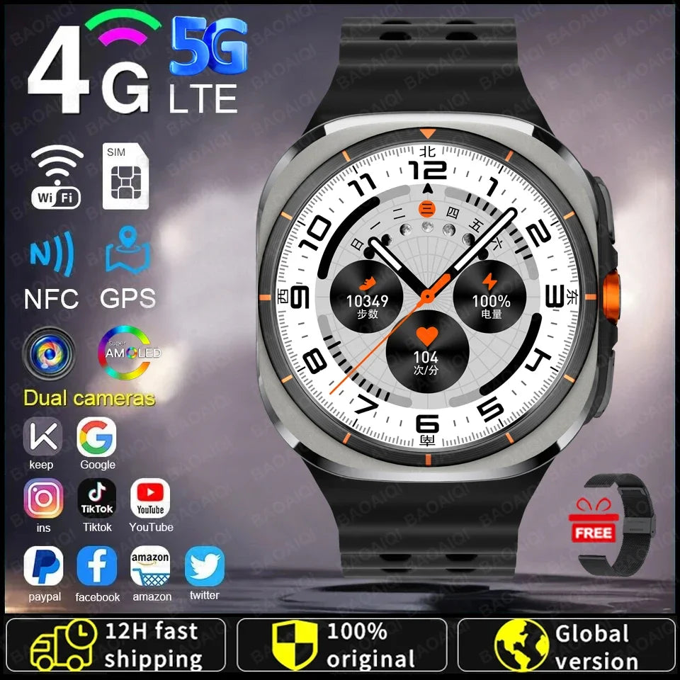 Watch7 Ultra Smart Watch Video Call Smartwatch 4G/5G Sim Card/GPS WIFI Rotary Camera Global Calling Google map Watch