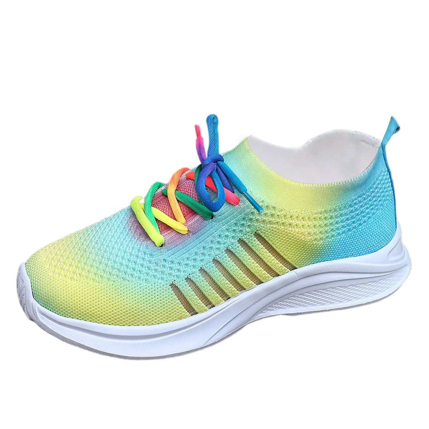 Casual Knitting Socks Shoes Ladies Bright Color Mesh/Sports Front Lace Up New Lightweight Running Sneaker For Women