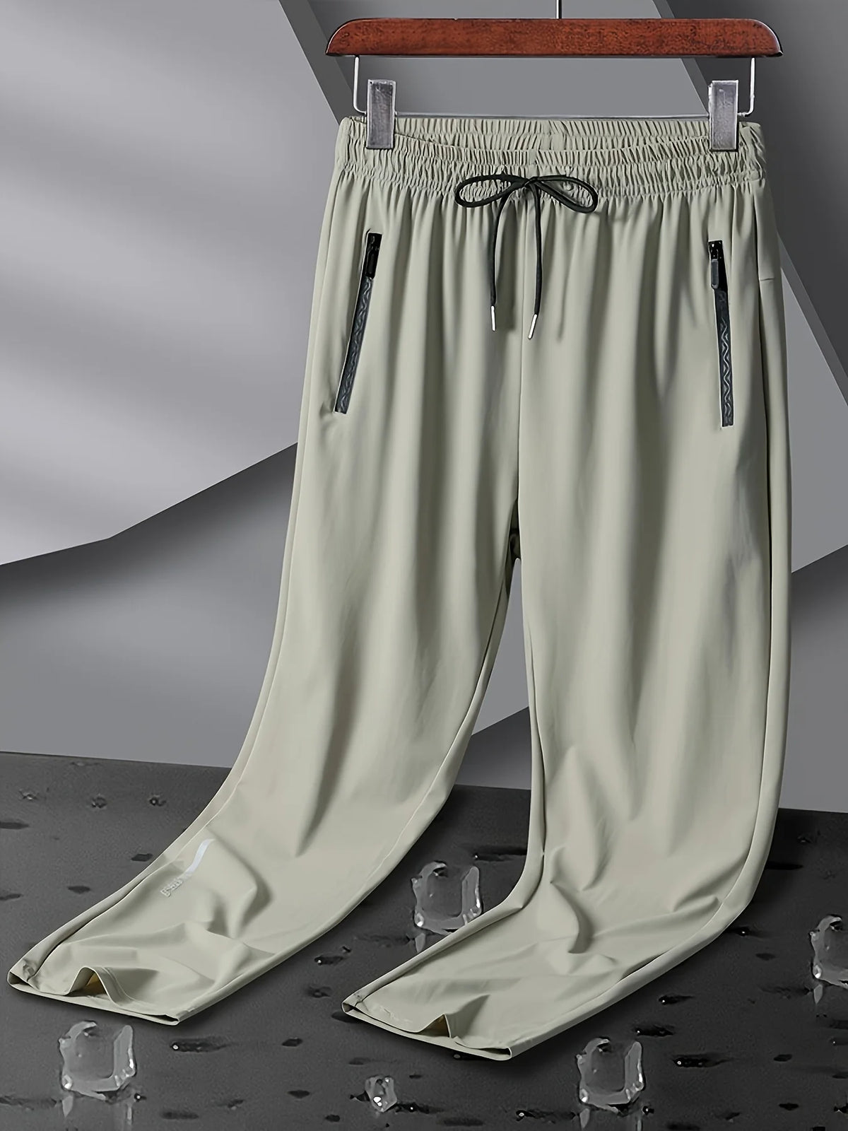 Men Breathable Quick Dry Sports Pants Moisture Wicking Trousers/with Reflective Print Drawstring Pockets & Zipper Details Outdoor Pants