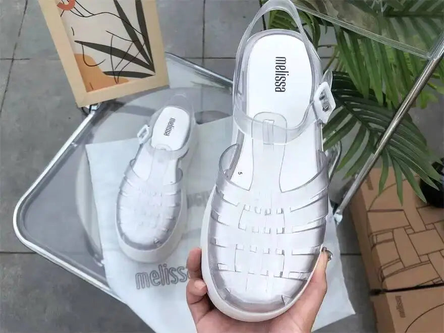 Vintage Women's Thick Sole Casual Jelly Women Anti-Slip/Summer Beach Shoes EVA Material Chunky Platform Sandals
