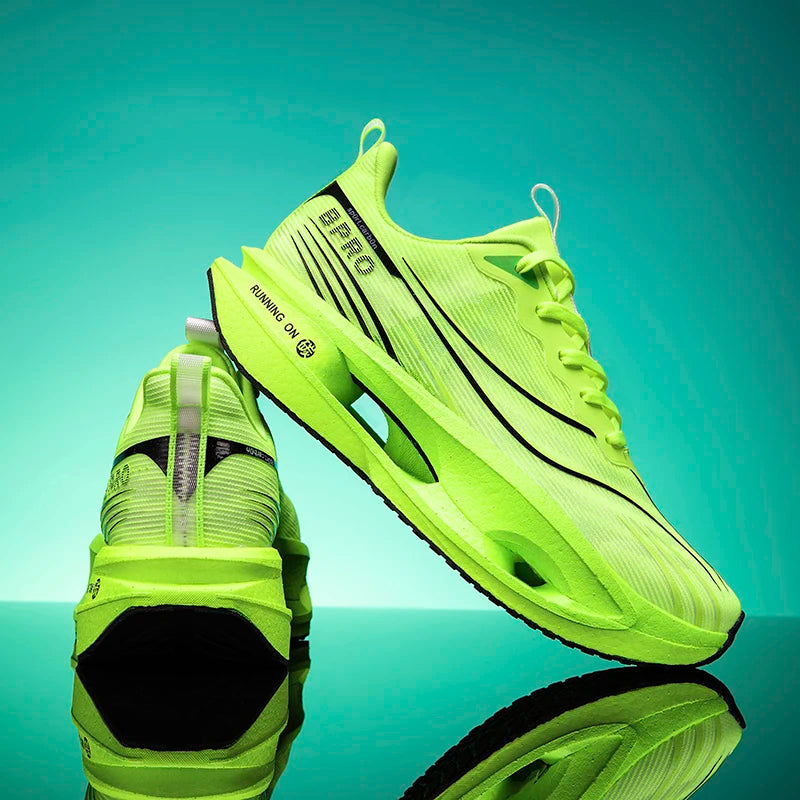 Men Breathable Mesh Comfortable Sports Shoes Fashion Color-Block/Sneakers Carbon Plate Support Light Rebound Running Shoes