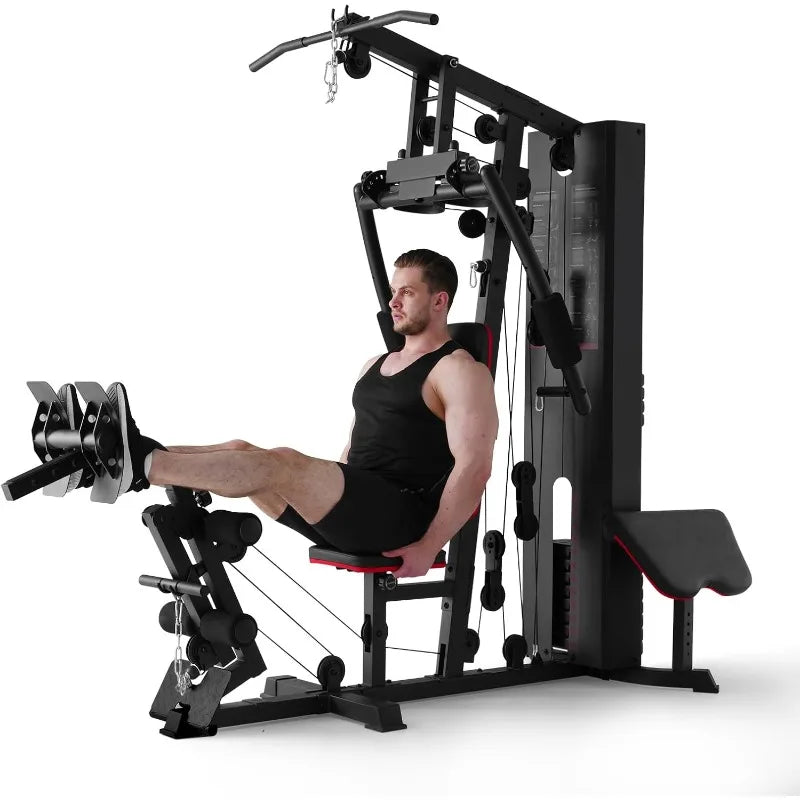Mikolo Home Gym Workout Station with 150LBS Weight Stack/Multifunctional Home Gym Equipment