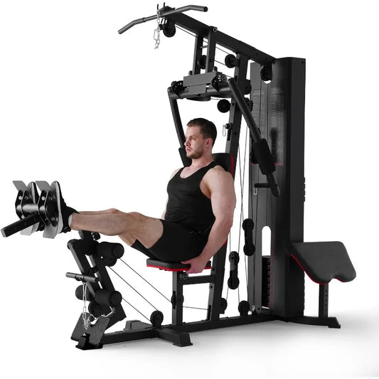 Mikolo Home Gym Workout Station with 150LBS Weight Stack/Multifunctional Home Gym Equipment