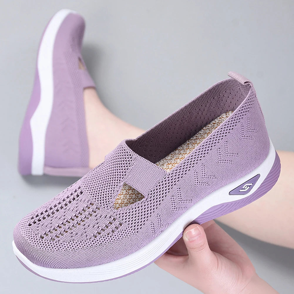 Women's New Summer Shoes Soft Sole Breathable/Hollow Out Flat Shoes Ladies Anti-Slip Walking Woven Shoes