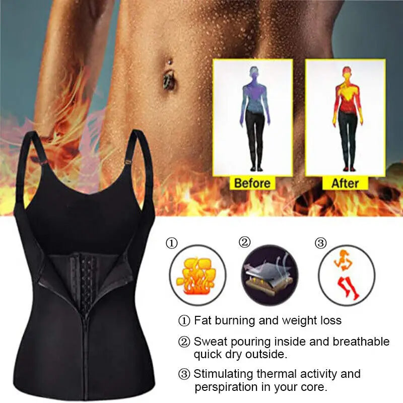 2 PCS Women's Waist Trainer Sauna Effect Sweat Vest Corset/Body Shaper Neoprene Shapewear Tummy Control Gym Workout Tank Top