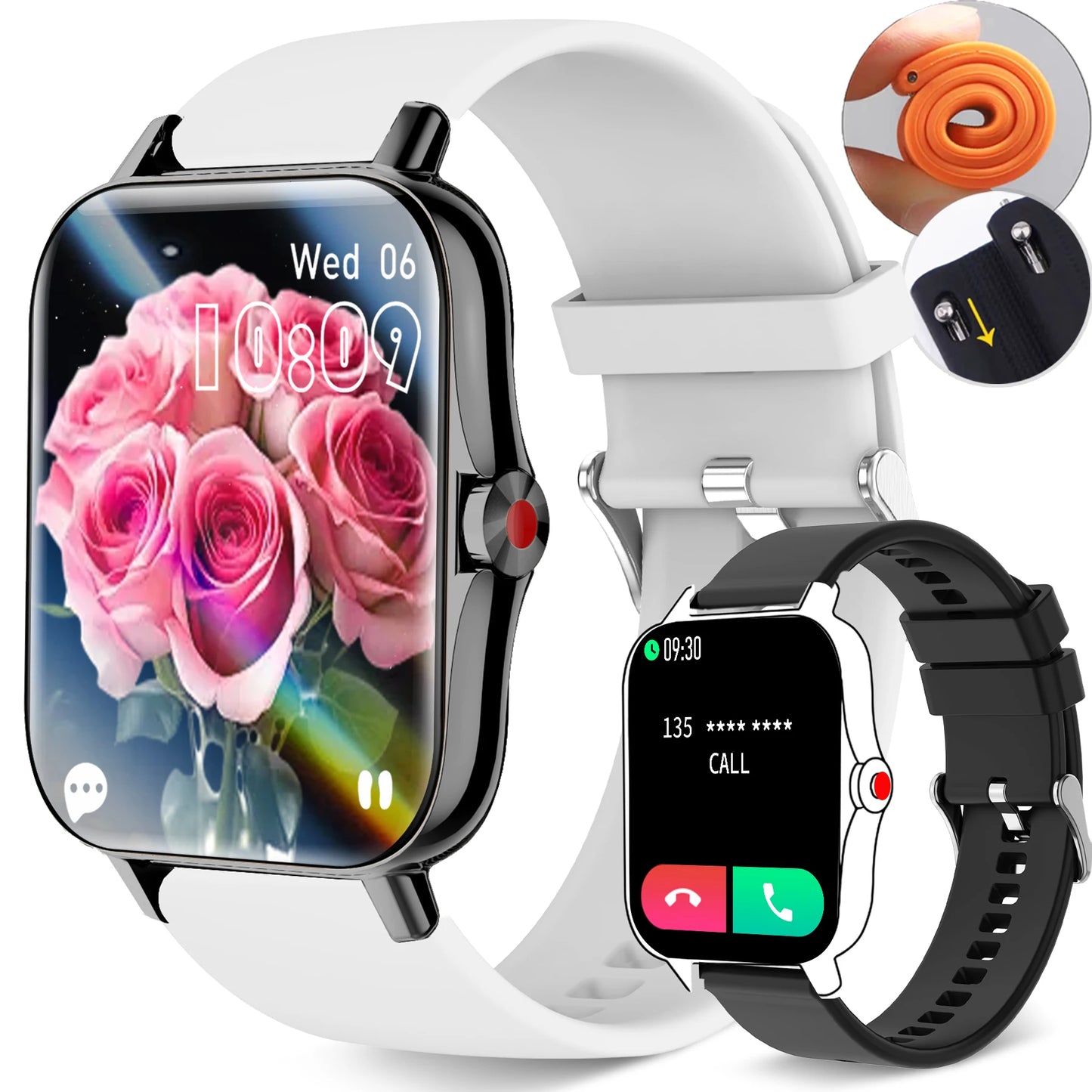 Smart Watch-Answer/Make Calls Touch Screen Smartwatch/for iPhone/Android, Fitness Tracker/Sports Tracker Watch