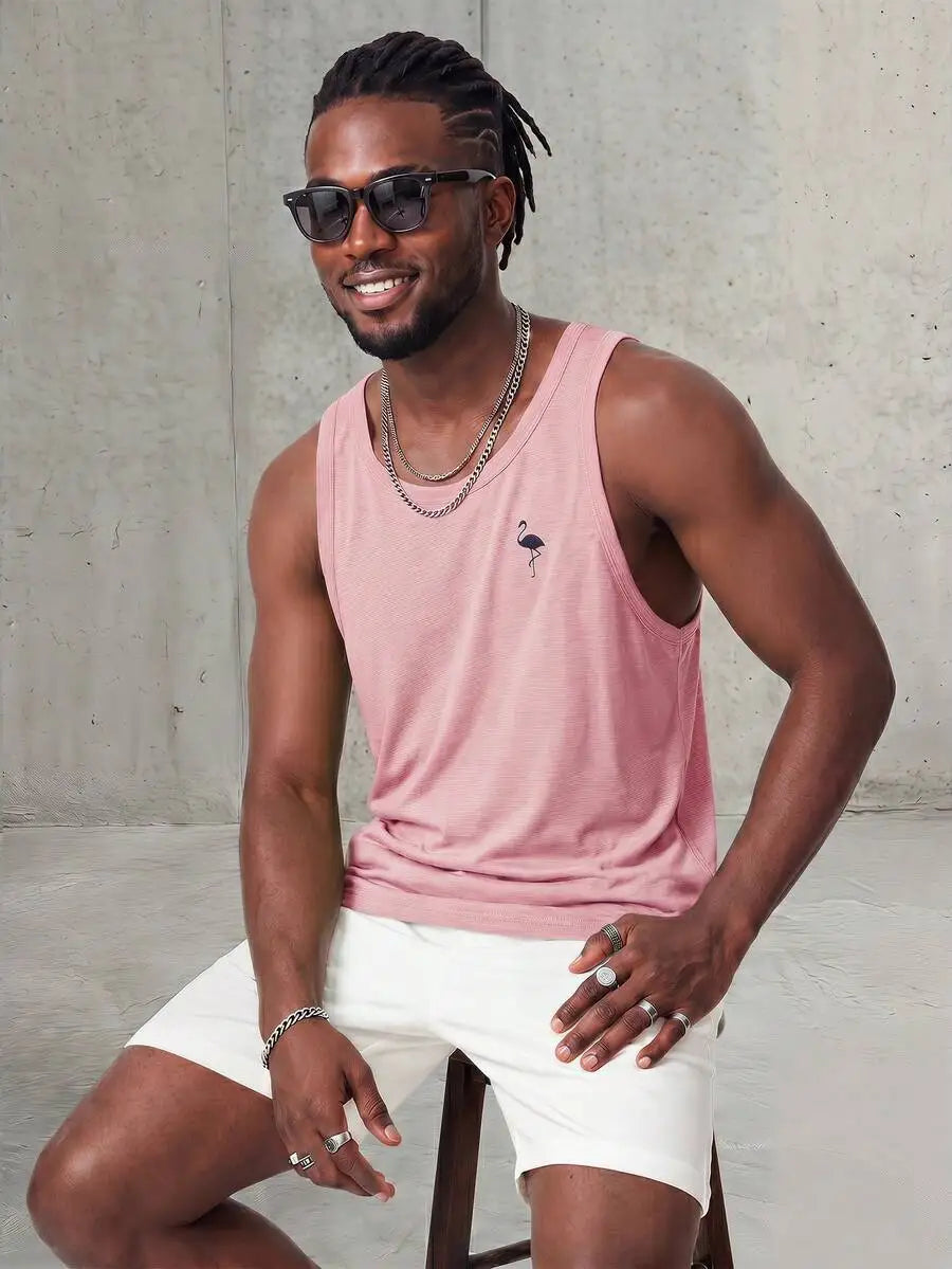 AXEPEAK Men's Casual Sports Tank Top Embroidered Logo Gym/Athletic Muscle Tank Summer Slim Fit Designer Luxury Brand Style