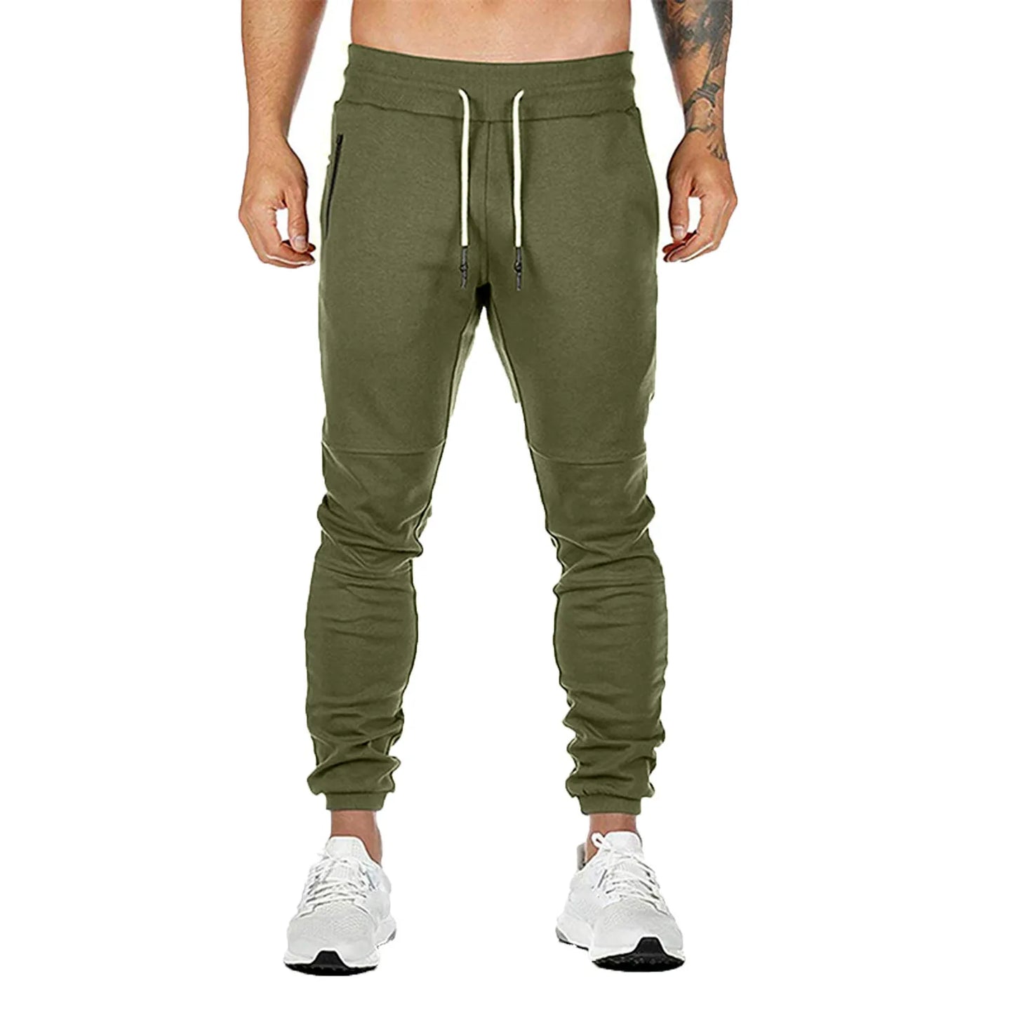 Cargo Pants for Men Solid Color Side Pockets Lace Up Waistband/Casual Trousers European American Fitness Athletic Trousers