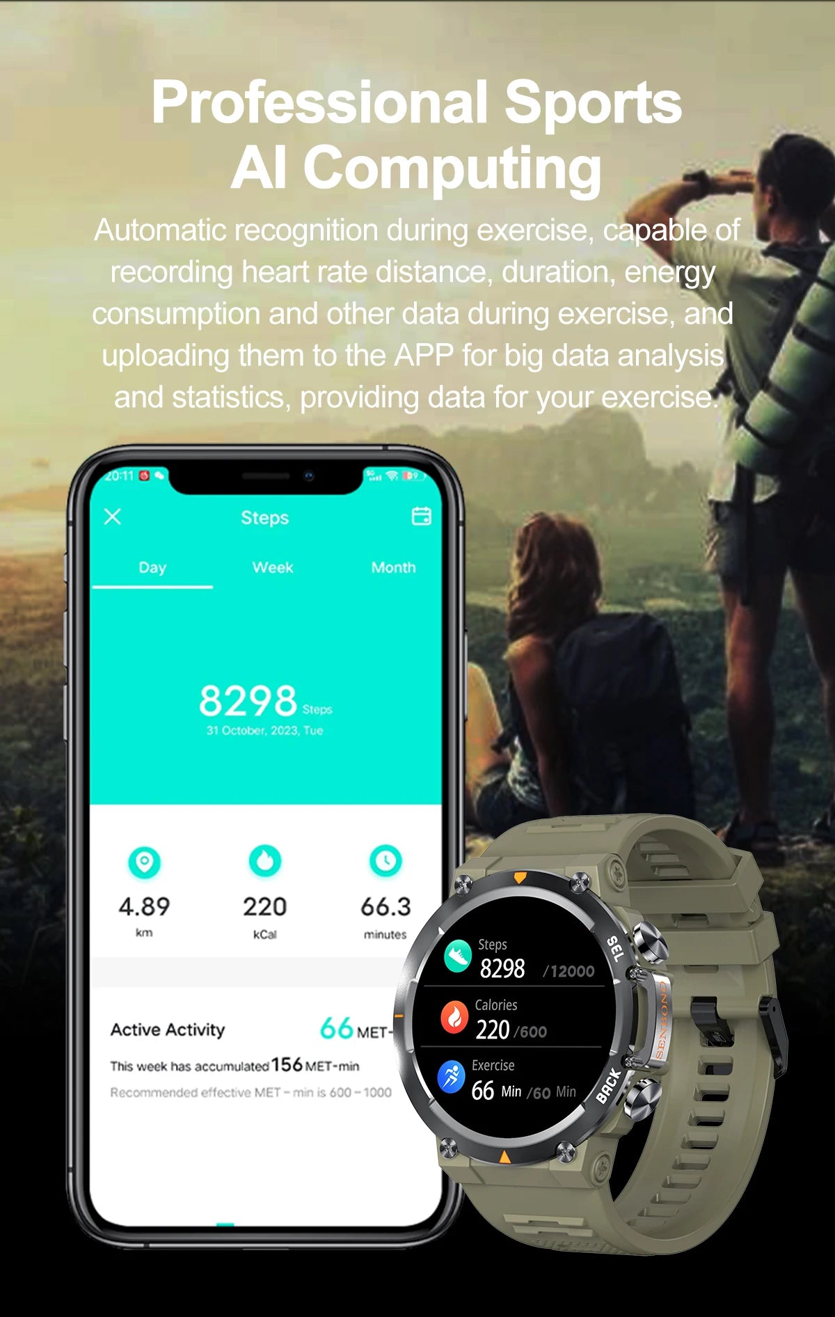SENBONO MAX18 Smart Watch for Men AMOLED Screen AI GPT Bluetooth Call/410mAh Big Battery Fitness Tracker Men' Sport Smartwatch