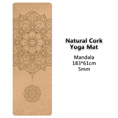 5mm Natural Cork TPE Yoga Mat 183*61cm Fitness Mats/Gym Pilates Pad Training Exercise Sport Mat With Position Body Line