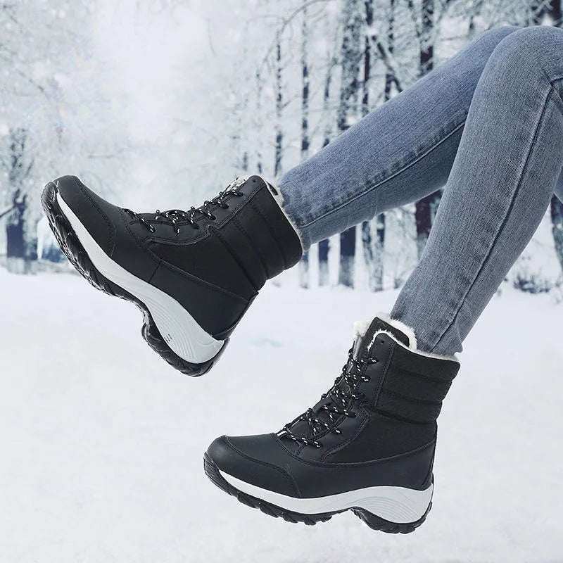 Autumn Winter Women's Ankle Boots Chunky Platform Waterproof Non-slip/Warm Shoes Woman Boots Outdoor Warm Snow Boots New