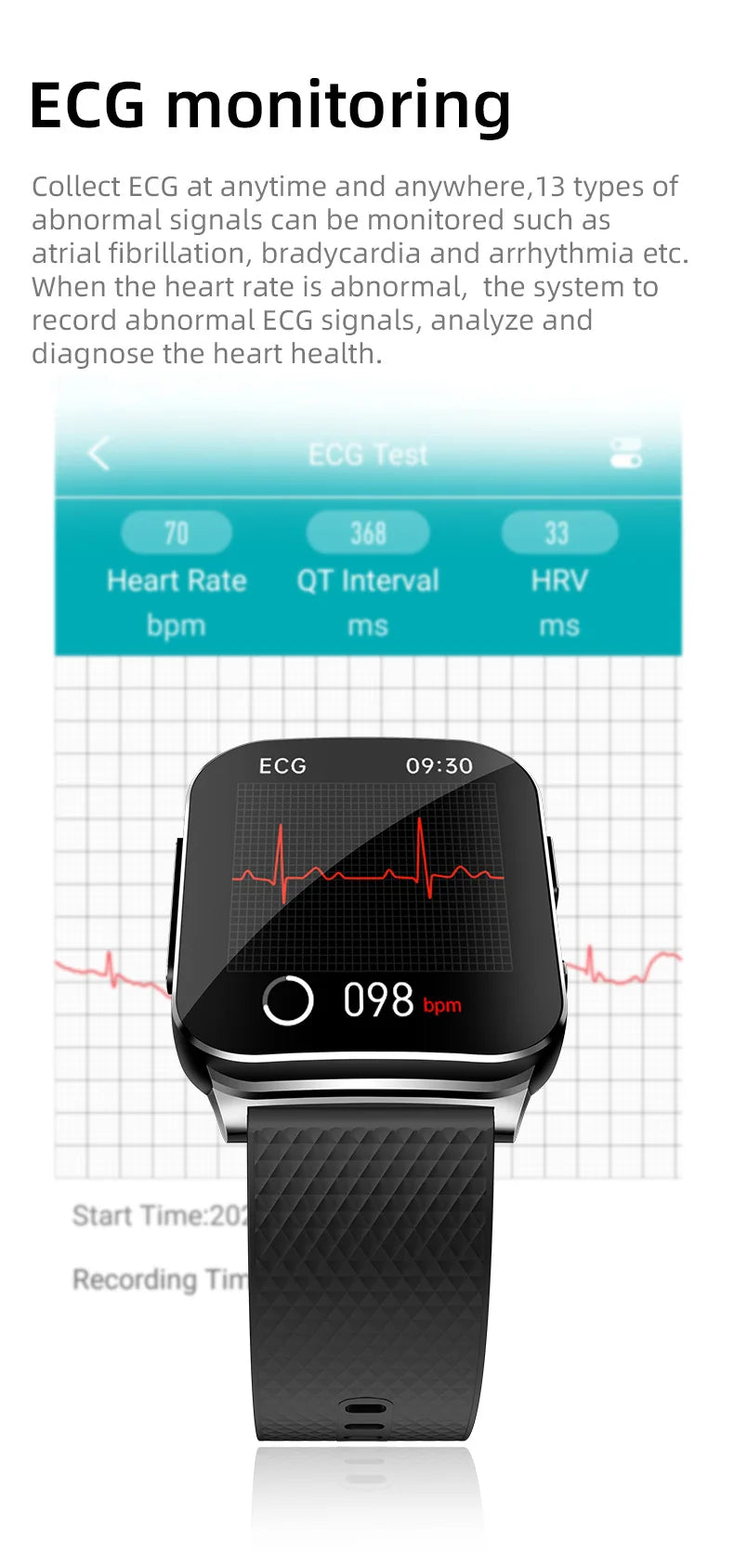 New ECG+HRV Smart Watch Men Women Heart Rate Blood Pressure/Body Temperature Sleep Monitor Fitness Pedometer Sports Watch