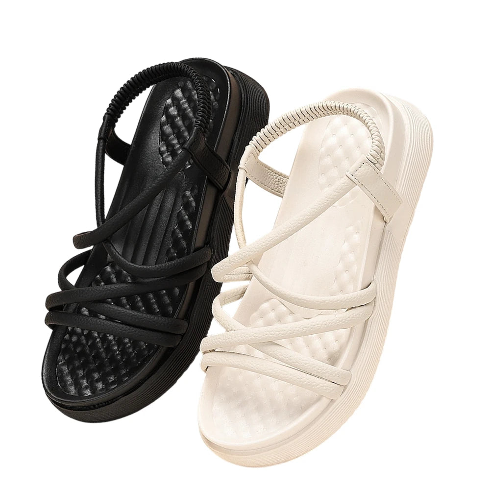 Women's Beach Sandals Thin Strap Platform Shoes/Summer New Soft Sole Sporty Sandals Versatile Flat Shoes