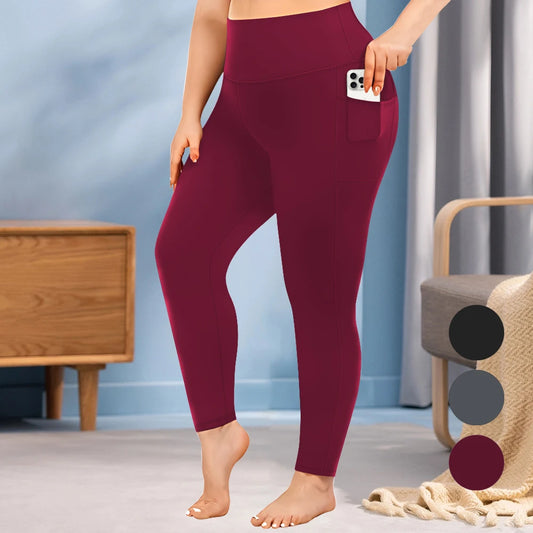 3 Pack Plus Size Leggings With Pockets For Women/High Waisted Spandex Soft Workout Yoga Pants