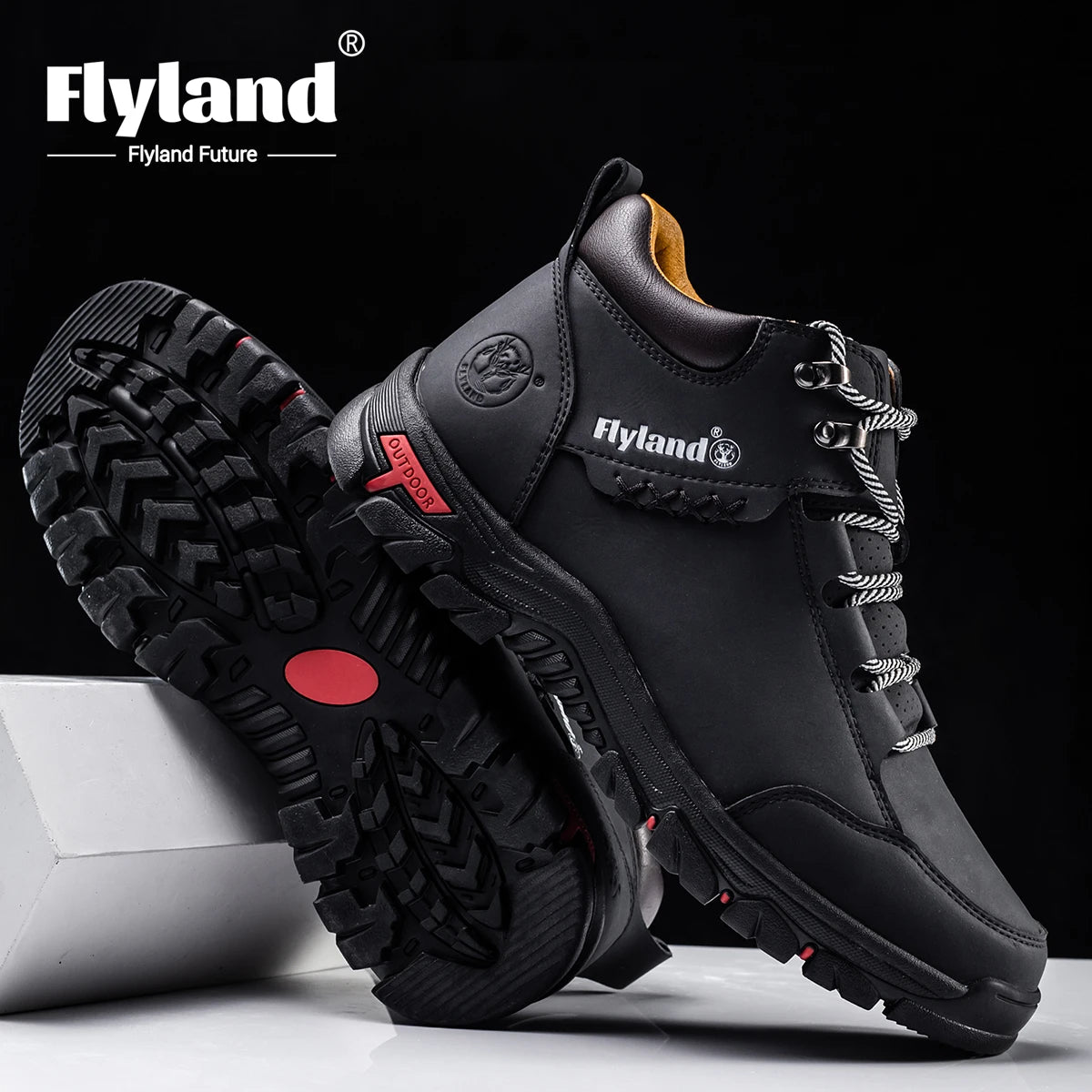 FLYLAND Men's Chukka Boots, Vintage Classical Top/Layer Cowhide Leather, Casual Work Office Shoes Daily