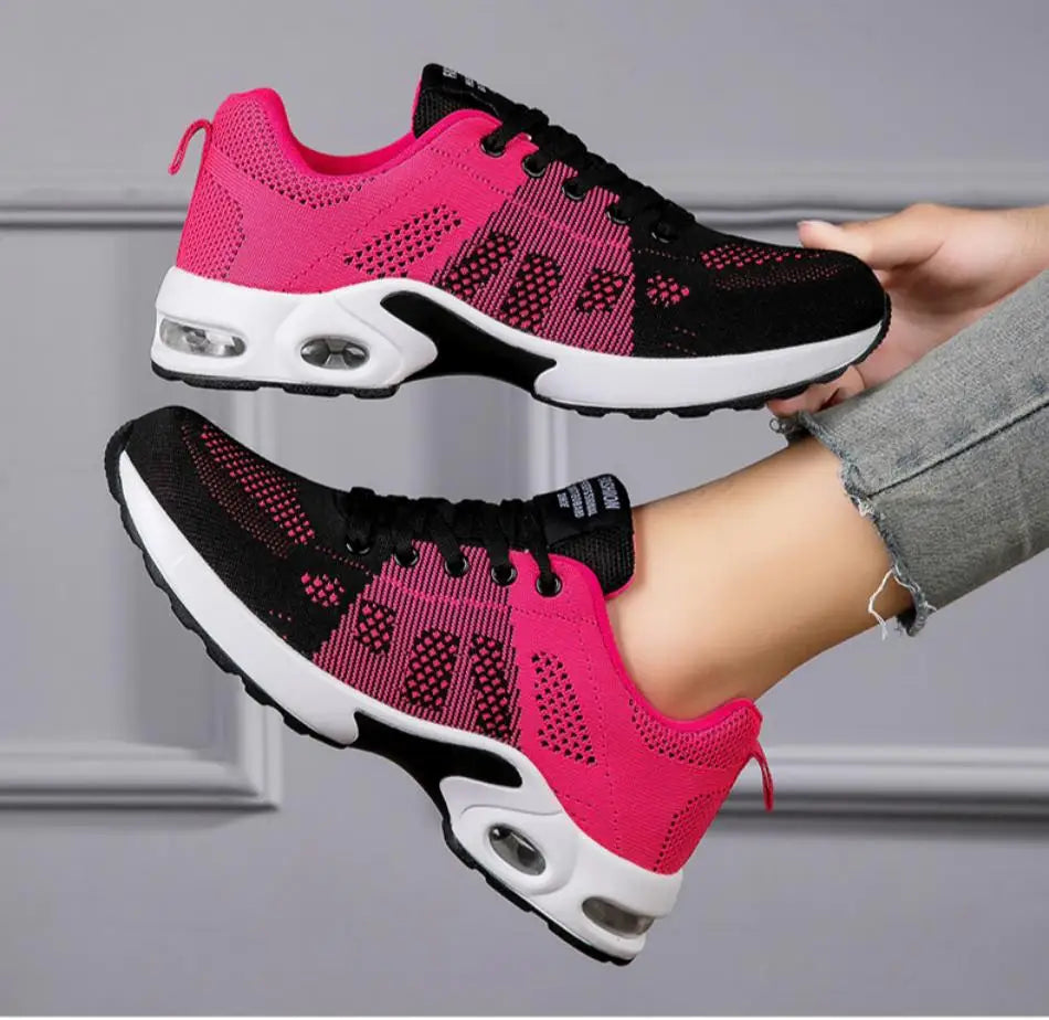 Women's Shock Absorbing Air Cushion Sneakers Breathable Mesh/Lightweight Sports Shoes for Walking & Running