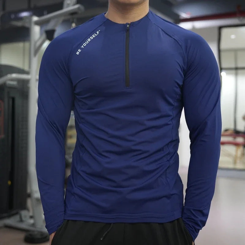 Men's Fitness Sports T-shirt Running Compression Tops/Muscle Fit Shirts Long Sleeve Sweatshirt Jogging Breathable Activewear