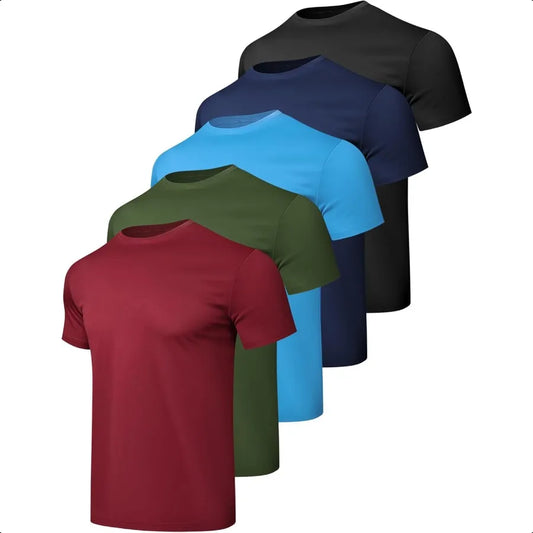 1 5 Pack Workout Shirts for Men Athletic Running Gym Quick Dry/Short Sleeve Performance Moisture Wicking T Shirt