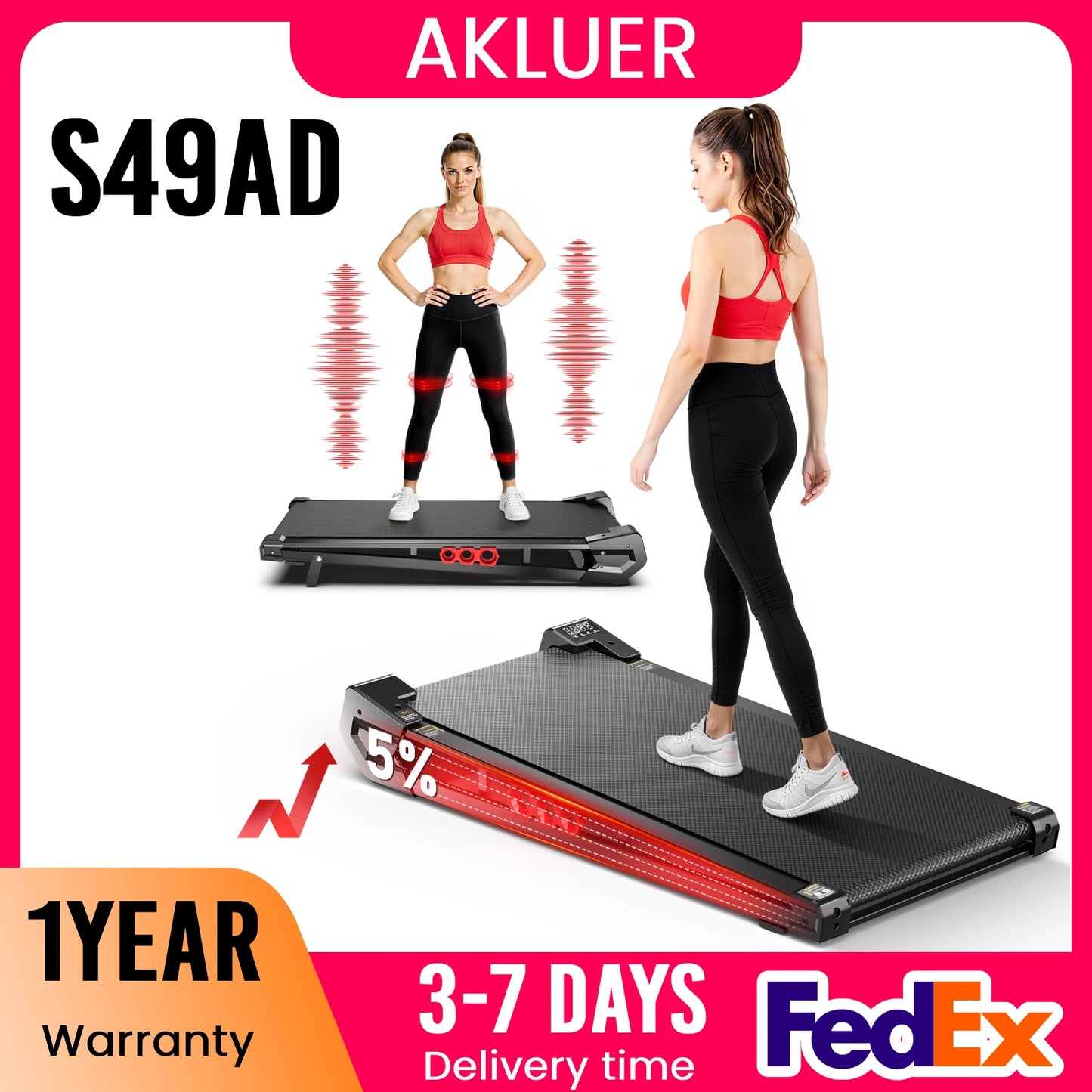 AKLUER Under Desk Vibration Walking Pad - 3 in 1 Vibration Plate Treadmill/with Remote Control Quiet Brushless with 5% Manual Incline