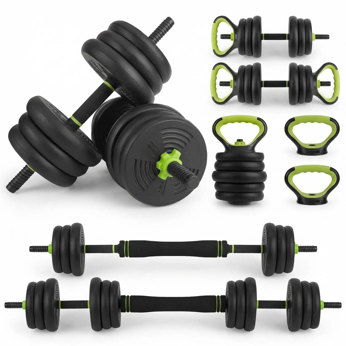 Adjustable Weight Set 44 Lbs, 4-in-1 Dumbbell Set/and Barbell Weight Set for Home Gym Converts to Kettlebell & Push-Up Stand