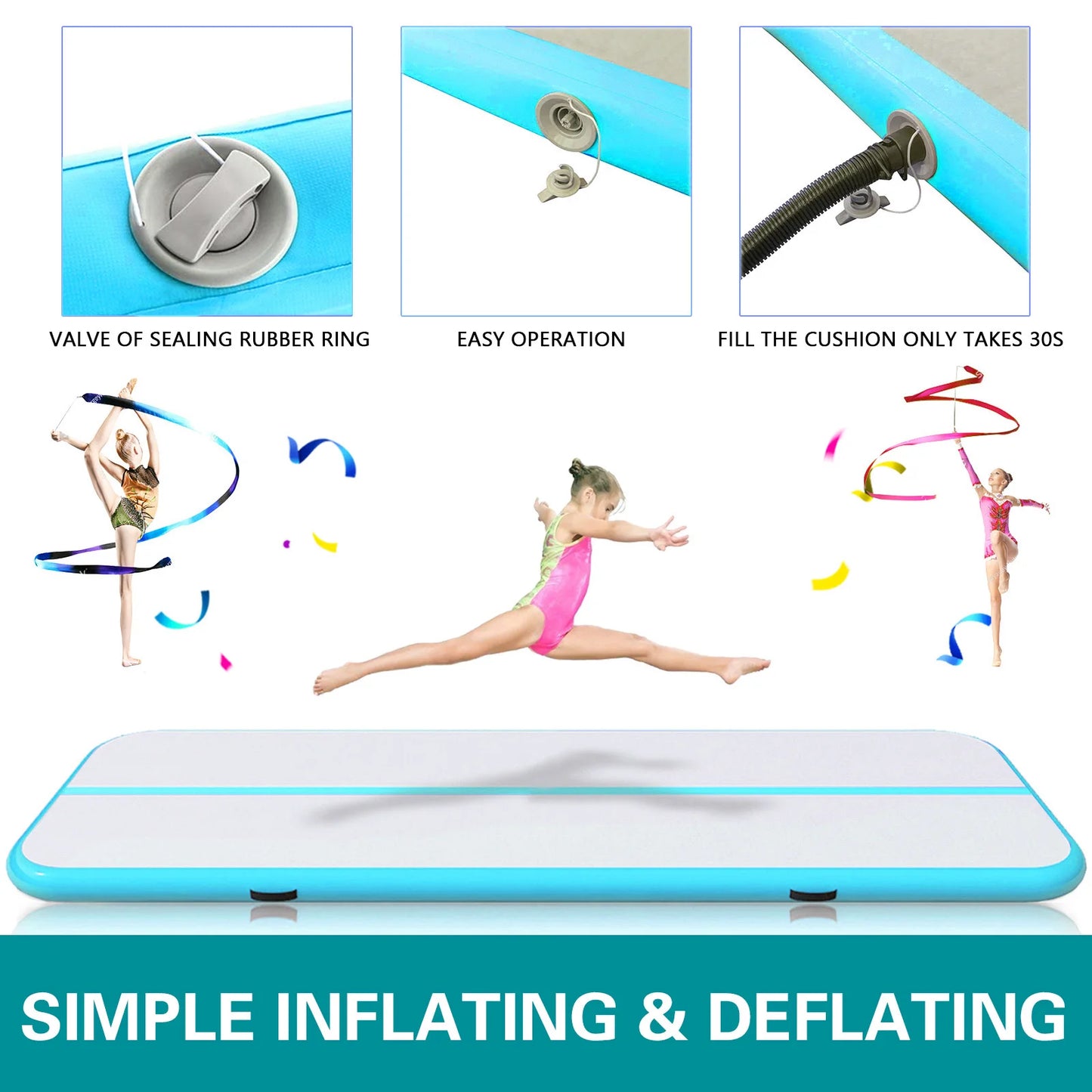 VEVOR 20ft Inflatable Air Gymnastic Mat/4 inches Thickness with Air Pump for Yoga
