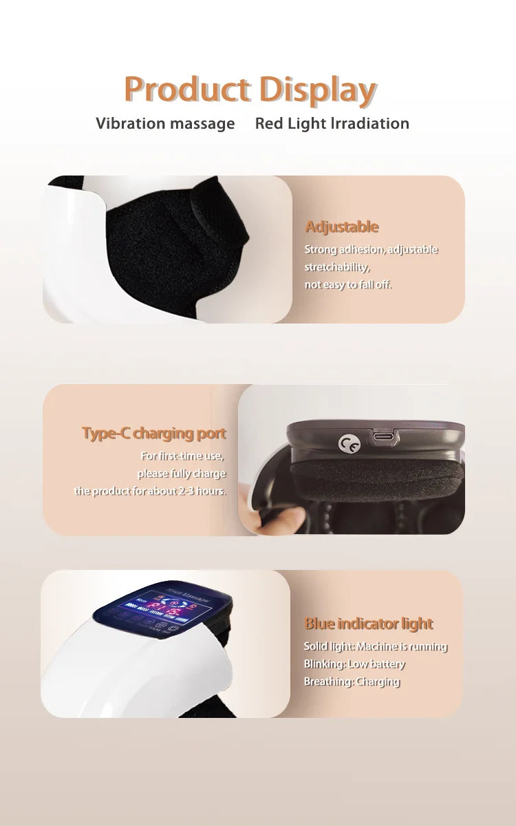 Portable knee massager vibration hot compress charging design/caring for knee health giving gifts to elders and friends