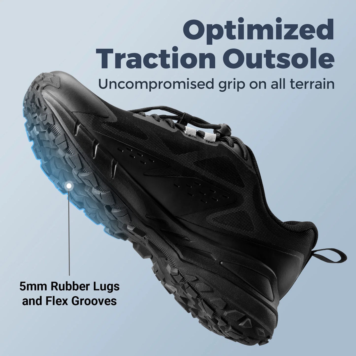 Fittington Wide Shoes For Man  Breathable Mesh Upper Sneakers/Non-Slip Trekking Hiking Walking Shoes With High Arch Support