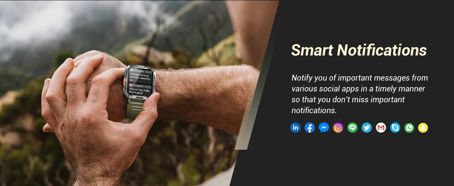 Blackview New Smart Watch 2.01'' HD Display Outdoor Men's Watches/with Emergency Lighting Bluetooth Call Waterproof Smartwatch