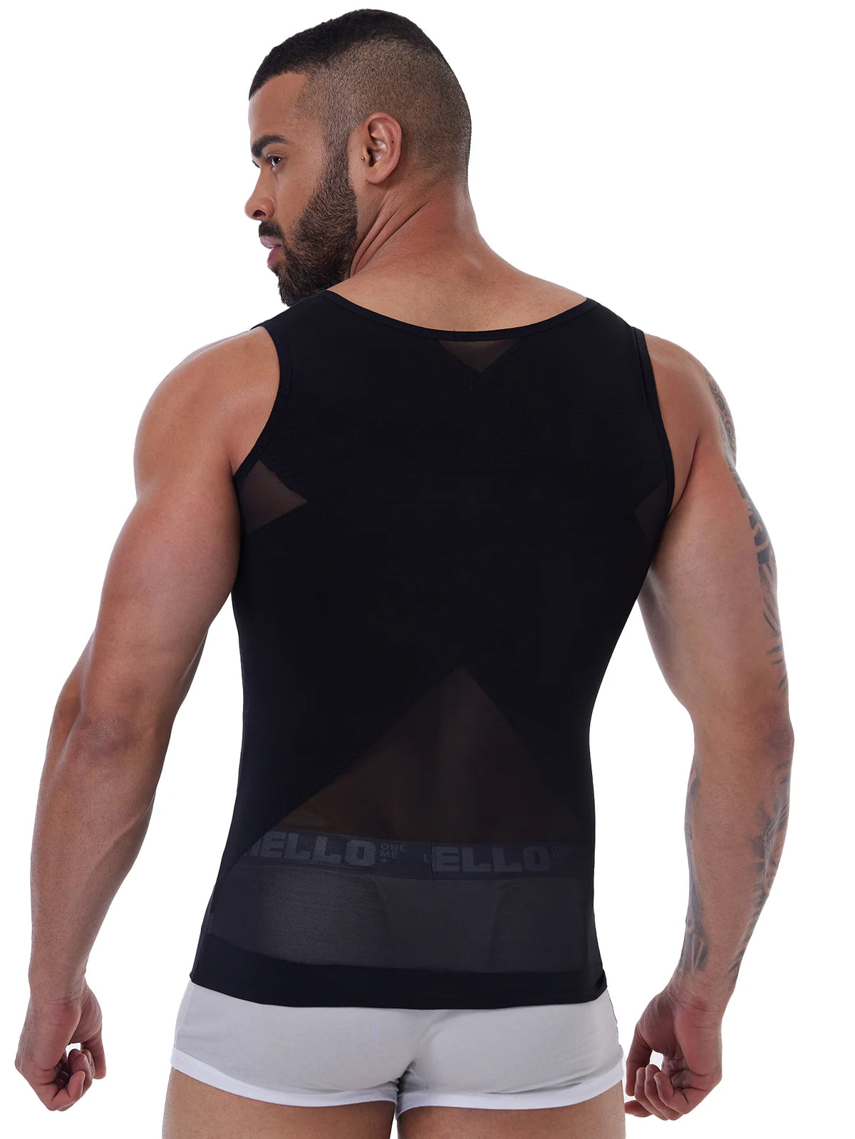 Men's Shapewear Tank Top Gym Sleeveless Vest Cross Mesh Suit/Compression Shirt for Men Slimming Undershirt Tummy Control Body