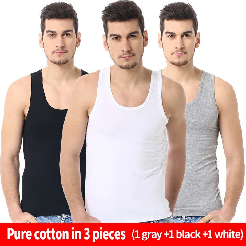 Men's solid color basic cotton narrow shoulder vest fashion/casual men's T-shirt sports fitness Joker round neck youth vest